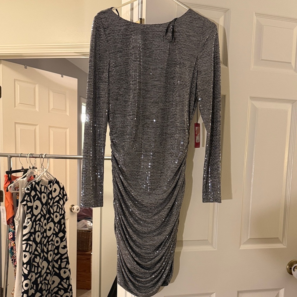 Vince Camuto Silver Long Sleeve Dress